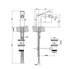 Gessi Rettangolo K Смеситель для биде на 1 отверстие, с донным клапаном, цвет: хром