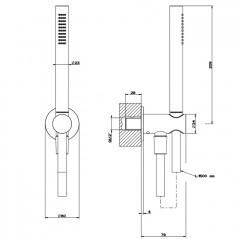 GESSI 316 Душевой комплект, + вывод, держатель, шланг 1,50 м и душевая лейка, цвет: steel brushed