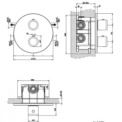 Gessi Goccia Встраиваемый термостат, подключение на 3/4", с переключателем на 2 выхода(внешние части), цвет: белый
