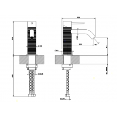 GESSI 316 Смеситель для раковины на 1 отверстие, без донного клапана, излив 123мм, цвет: steel brushed