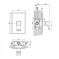 Gessi Rettangolo K Встраиваемый однорычажный смеситель для душа (внешняя часть), цвет: хром
