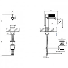GESSI INVERSO DIAMANTATO Смеситель для биде с донным клапаном и соединительными шлангами, цвет: Matte Black