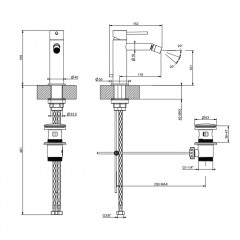 GESSI 316 Смеситель для биде на 1 отверстие, с донным клапаном, цвет Brushed Brass PVD
