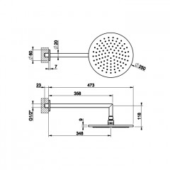 Gessi Anello/Ingranaggio Душевая головка для настенного крепления, поворотная с шарниром, D250 мм, цвет хром