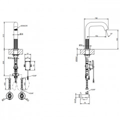 GESSI 316 INTRECCIO Смеситель для раковины, электронный, с кран-фильтром для регулировки температ и напора воды, выс излива 150 мм, цвет Steel Brushed