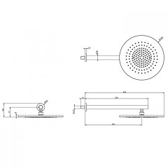 GESSI 316 Душевая головка шарнирная для настенного крепления на 1/2", 350мм, цвет: brushed black metal pvd