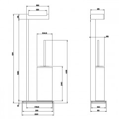 GESSI INVERSO ACCESSORIES Напольный держатель для туалетной бумаги и ершик, черный, цвет: Brass Brushed PVD