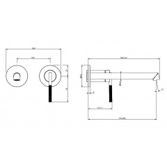 GESSI INGRANAGGIO Смеситель для раковины встраиваемый, однорычажный, излив 185-205 мм., внешняя часть, цвет Black Metal Brushed PVD