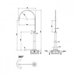 Gessi Goccia Напольный смеситель для раковины (без встраиваемой части), излив 389мм R=197, цвет: черный