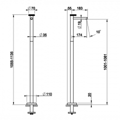 Gessi Anello Смеситель напольный для раковины ,излив 174 мм, внешняя часть, цвет: хром