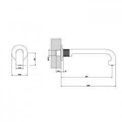 GESSI INCISO Настенный излив 210мм, на 1/2", комбинируемый с удаленным управлением (не входит в комплект), цвет: brushed brass pvd