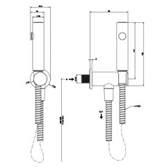 GESSI Гигиенический душ с держателем с подводом воды и шлангом 1250 мм., цвет Black XL