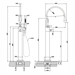 Gessi Goccia Внутренняя часть напольного термостатического смесителя для ванны 3/4" (со склада продаем с 24978#031)