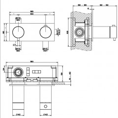 GESSI 316 Термостатический смеситель, с подключением на 3/4", фильтр, на 2 источника (внешняя часть), цвет: brushed black metal pvd