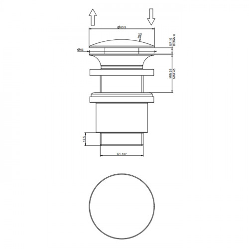 Gessi Донный клапан для раковины Stop&Go на 1 1/4", без слива-перелива, цвет хром
