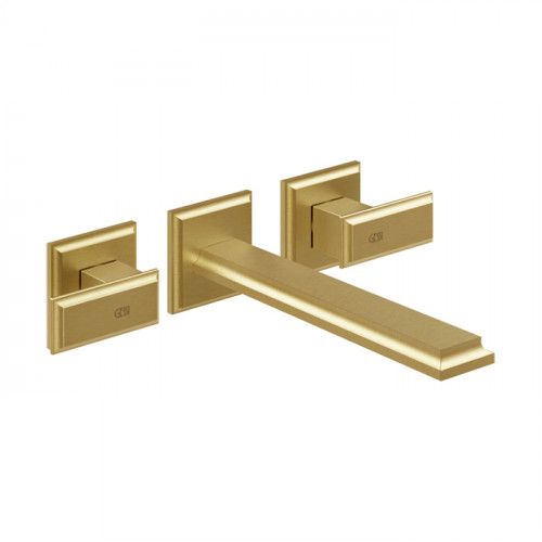 Gessi Eleganza Встраиваемый смеситель для раковины на 3 отверстия, без донного клапана, с изливом(внешние части), цвет: шлифованное золото
