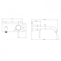 GESSI 316 Внешняя часть смесителя для раковины, излив 181-201мм, без донного клапана, Black XL