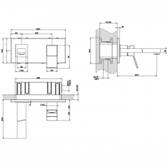 Gessi Rettangolo K Встраиваемый однорычажный смеситель для раковины, излив 201мм(внешние части), цвет: хром