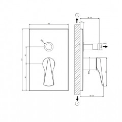 GESSI VENTAGLIO Внешняя часть настенного смесителя на 2 выхода с перекл ванна/душ, цвет: хром