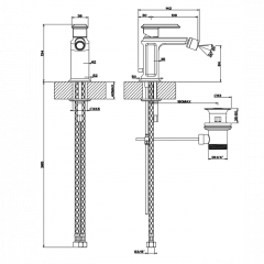Gessi Eleganza Смеситель для биде на 1 отверстие, с донным клапаном, цвет: золото