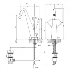 Gessi Cono Смеситель для раковины высокий с донным клапаном на 1 1/4", соединительные шланги на 3/8, цвет хром