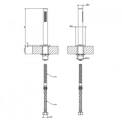 Gessi Ingranaggio Душевой комплект на борт ванны, состоящий из держателя, шланга 1,50 м и лейки, цвет: Black Metal Brushed PVD