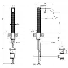 GESSI 316 Смеситель для раковины на 1 отверстие, высокий h=305мм, с донным клапаном, излив 156мм, цвет: brushed black metal pvd