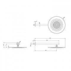GESSI 316 Душевая головка шарнирная для настенного крепления на 1/2", 350мм, цвет: Black XL