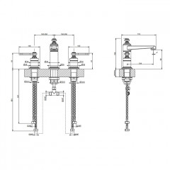 GESSI VENTI20 Смеситель для раковины на 3 отверстия, высота излива 98 мм., цвет хром