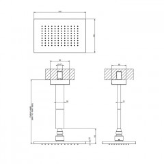 Gessi Rettangolo Верхний душ для потолочного крепления 216x140мм, высота от 115 до 1865мм, цвет: черный