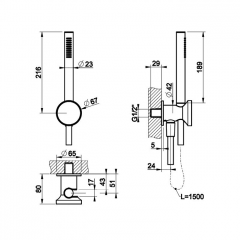 GESSI Origini Душевой комплект, состоящий из вывода воды,держателя, шланга 1,50 м и лейки. В комплект входит отделочная вставка.., цвет: хром