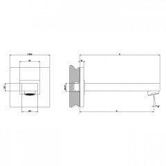 Gessi Rettangolo Настенный излив для ванны, для монтажа с удаленным управлением (не входит в комплект), индивидуальная длина, цвет: хром