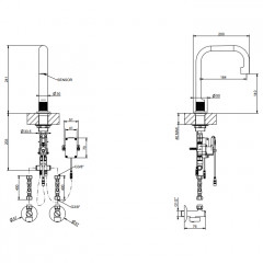 GESSI INCISO Смеситель для раковины, электронный, с кран-фильтром для регулировки температуры и напора воды, высота излива 140 мм., цвет хром