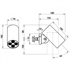 GESSI 316 RIGATO Верхний душ 79 мм., с настенным креплением, распыление, цвет Steel Brushed