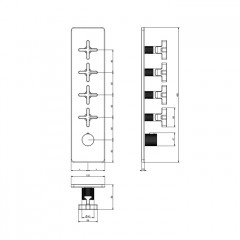 GESSI INCISO Встраиваемый термостатический смеситель на 4 источника, резьба 3/4" (внешние части), цвет: nero XL