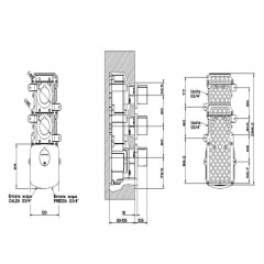 Gessi Tondo Встраиваемый термостат для душа, с 2мя независимыми выходами, верт/гориз установка, (внешние части), цвет: хром
