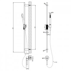 GESSI HABITO CESELLO Душевой гарнитур с штангой, выводом воды, ручным душем и шлангом 1500 мм., цвет Black XL