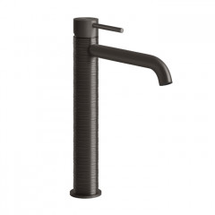 GESSI 316 Смеситель для раковины на 1 отверстие, высокий, h=305мм, без донного клапана, излив 156мм, цвет: brushed black metal pvd