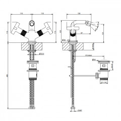 GESSI INCISO Смеситель для биде на 1 отверстие с донным клапаном, излив 97мм, цвет: хром
