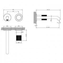 GESSI HABITO RIGATO Смеситель для раковины настенный встраиваемый, однорычажный, цвет Black Metal PVD