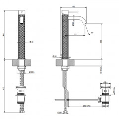 GESSI 316 Смеситель высокий для раковины на 1 отверстие с донным клапаном, h=305мм , излив 123мм, цвет: brushed black metal pvd
