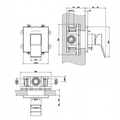 Gessi Rettangolo K Встраиваемый однорычажный смеситель без излива(внешние части), цвет: хром
