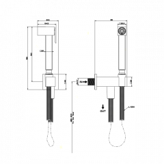 GESSI RETTANGOLO Гигиенический душ с держателем, подводом воды и шлангом, цвет хром