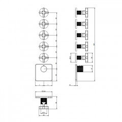 GESSI INCISO Встраиваемый термостатический смеситель на 5 источников, резьба 3/4" (внешние части), цвет: nero XL