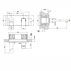 Gessi Rettangolo Встраиваемый однорычажный смеситель, излив 256мм(внешние части), цвет: хром