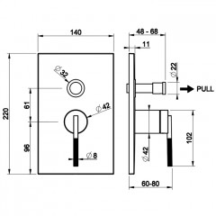 Gessi Ingranaggio Встраиваемый однорычажный смеситель на 2 выхода с перекл. (внешние части), цвет: хром