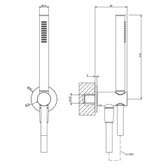 GESSI Душевой комплект с держателем с подводом воды, ручным душем и шлангом 1500 мм., цвет Black XL