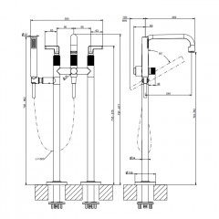 Gessi Inciso Напольный смеситель для ванны с ручным душем (внешние части), цвет: Black XL