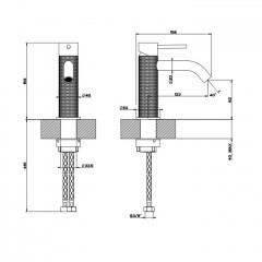 GESSI 316 Смеситель для раковины на 1 отверстие, без донного клапана, излив 123мм, цвет: steel brushed
