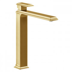 Gessi Eleganza Смеситель для раковины на 1 отверстие, высокий, без донного клапана, цвет: шлифованное золото